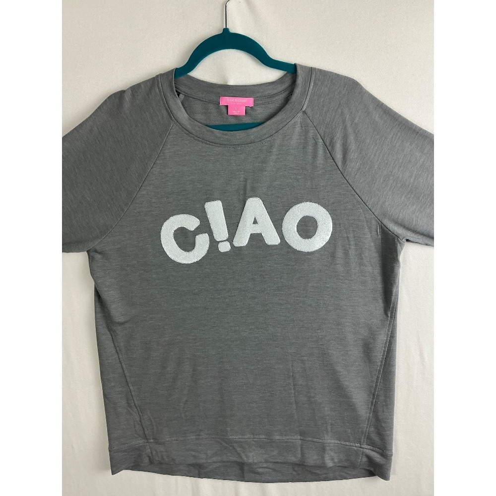 Isaac Mizrahi Sweatshirt‎ Women's Large Ciao Sweatshirt Pullover Raglan Comfy